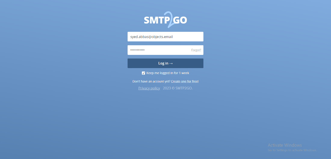 SMTP2GO login