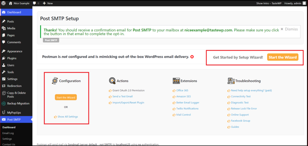 Post SMTP Plugin Setup