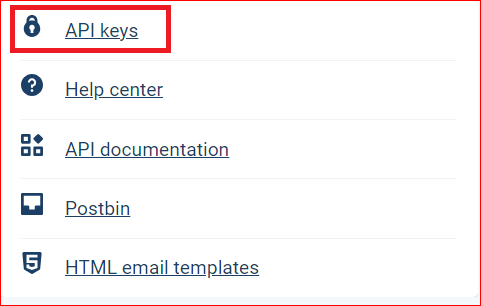 API keys option