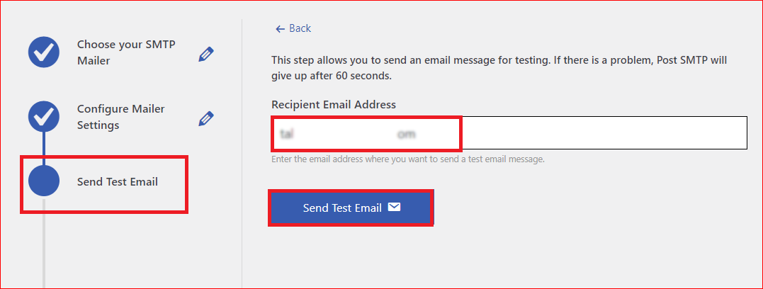 Send a Test Email Button