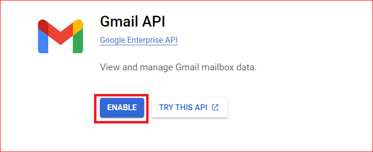 Gmail API page