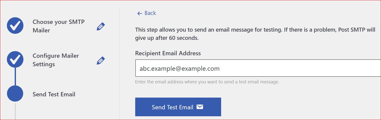 Test Email Delivery Feature Post SMTP