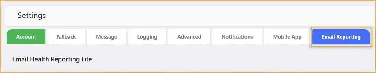 Screenshot of Post SMTP’s settings page highlighting the option to enable email health reports, showing toggles and reporting options.