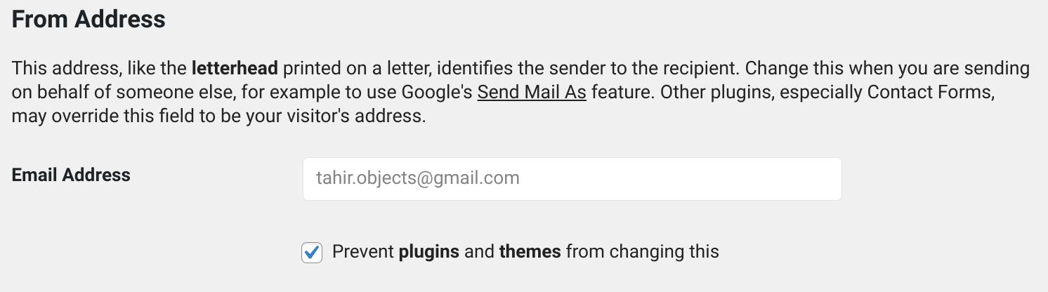  email address in the Post SMTP settings