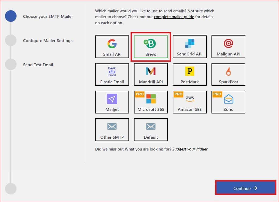 Simply choose the SMTP service