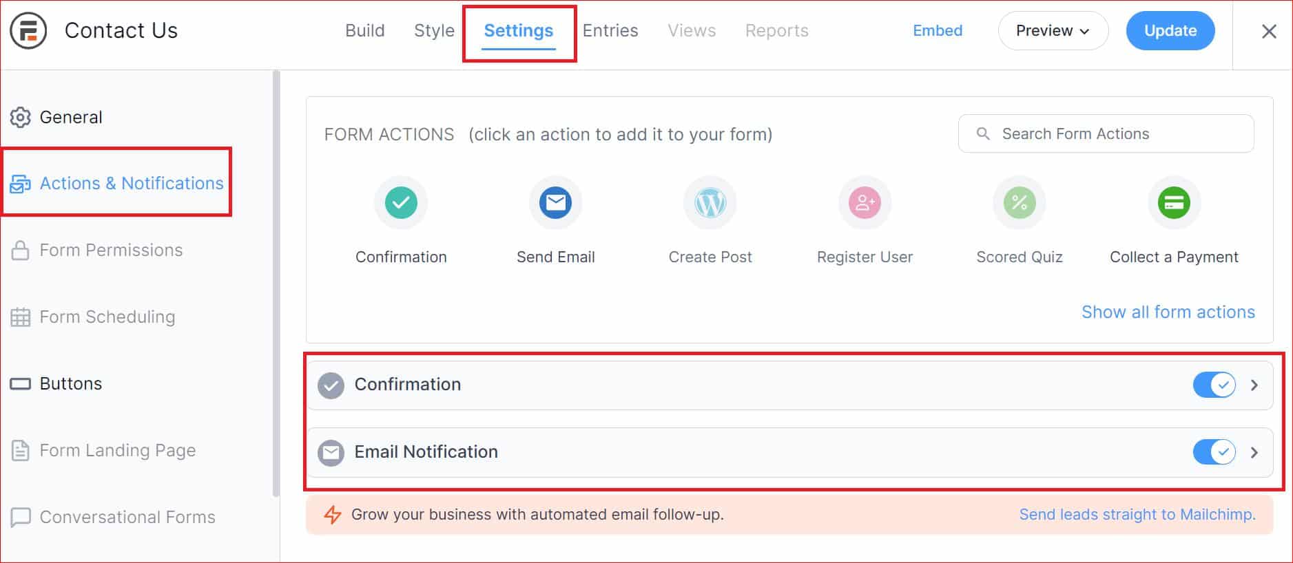 Email Notifications Settings