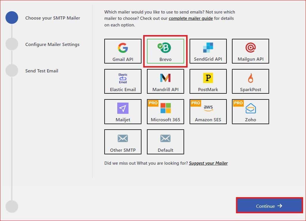 SMTP mailer option