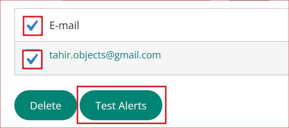 hit the Test Alerts button