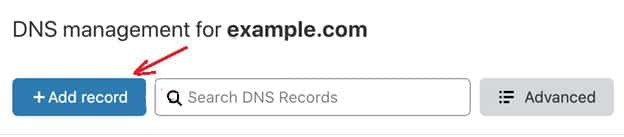 registrar's DNS record section