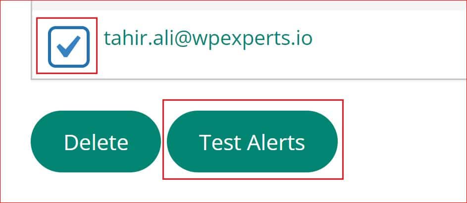 selecting the Test Alerts button