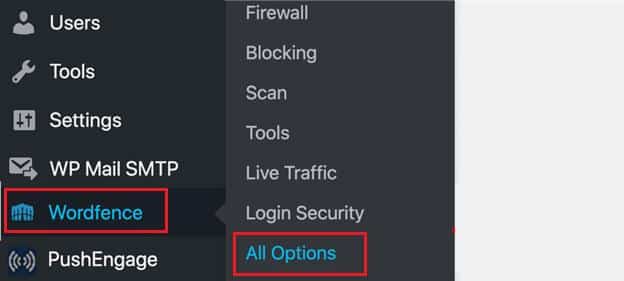 wordfence options