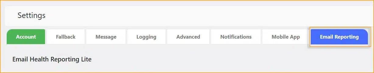Email Reporting tab