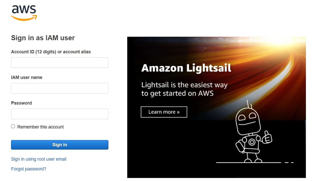 AWS Management Console interface screenshot