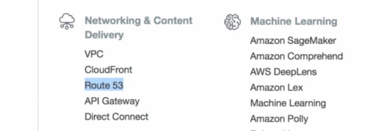 Navigating to Route 53 in AWS Management Console