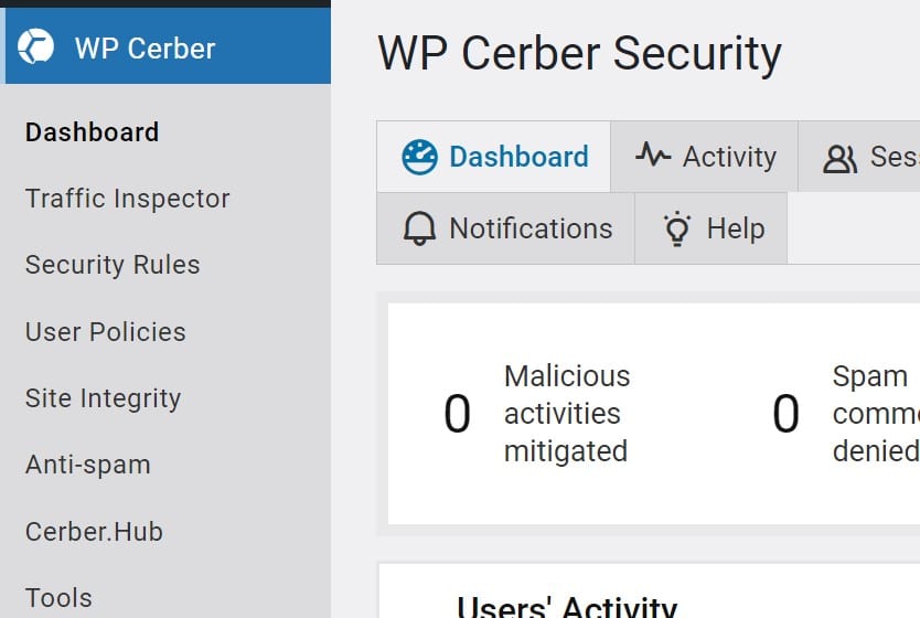 Navigating to WP Cerber Security settings