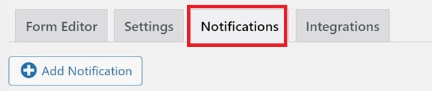 Click on the Notifications tab