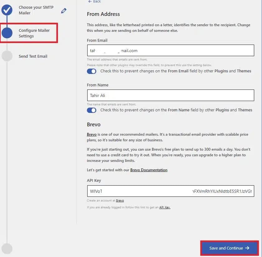 Entering SMTP provider's API key in Post SMTP