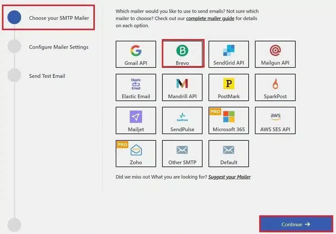 Option to select preferred SMTP provider in Post SMTP.