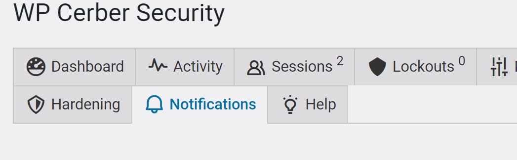 WP Cerber Security settings page