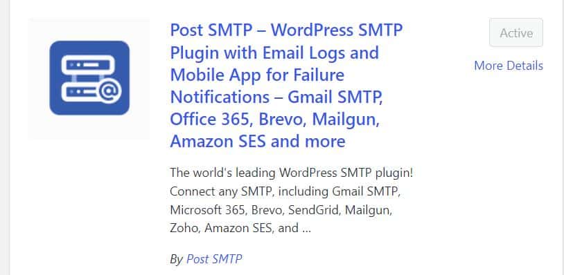 Post SMTP plugin interface showing general settings